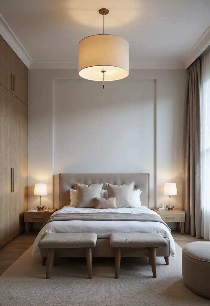 28 Clever 10 x 11 Bedroom Layout Ideas That Maximize Every Inch - 22. Statement Light Fixtures