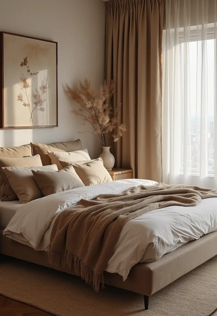 28 Modern Rustic Bedroom Ideas That Combine Comfort and Edge - 16. Earthy Fabrics