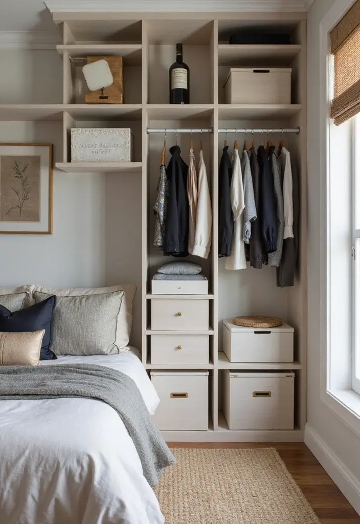 28 Modern Rustic Bedroom Ideas That Combine Comfort and Edge - 21. Creative Closet Solutions