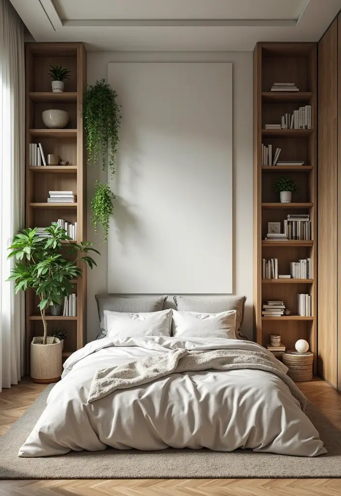 28 Modern Rustic Bedroom Ideas That Combine Comfort and Edge - 27. Emphasizing Vertical Space