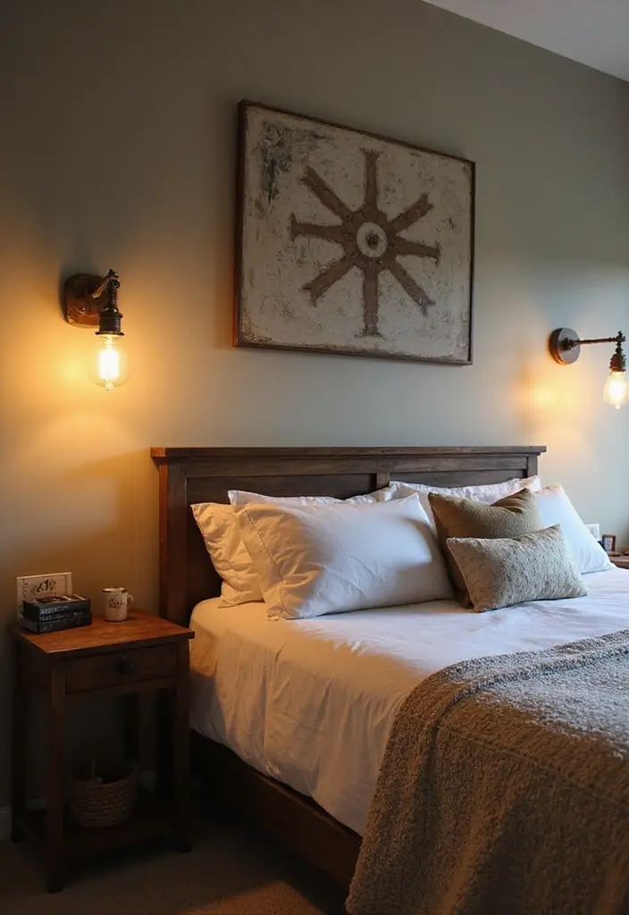 28 Modern Rustic Bedroom Ideas That Combine Comfort and Edge - 6. Statement Lighting