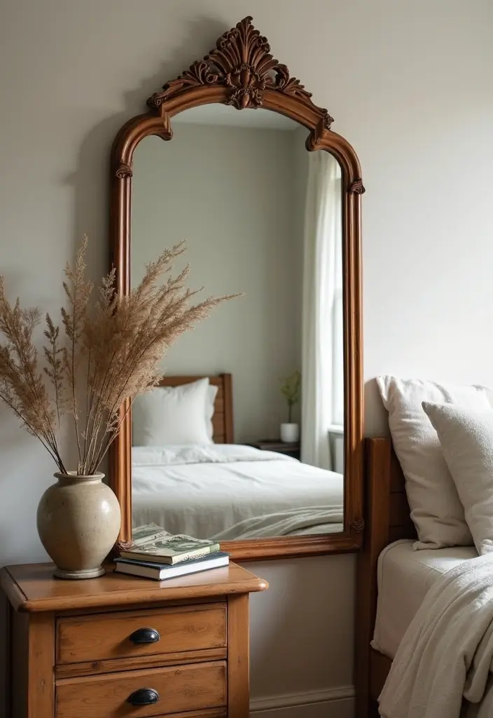 28 Small Bedroom Mirror Ideas That Make Rooms Look Bigger - 10. Vintage Mirrors