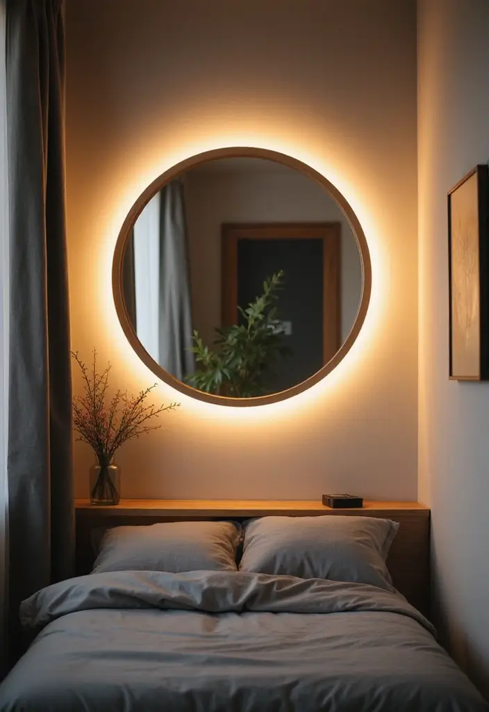 28 Small Bedroom Mirror Ideas That Make Rooms Look Bigger - 13. Mirror Frames with Built-in Lighting