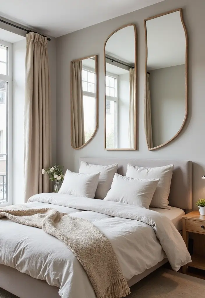 28 Small Bedroom Mirror Ideas That Make Rooms Look Bigger - 20. Decorative Mirror Panels