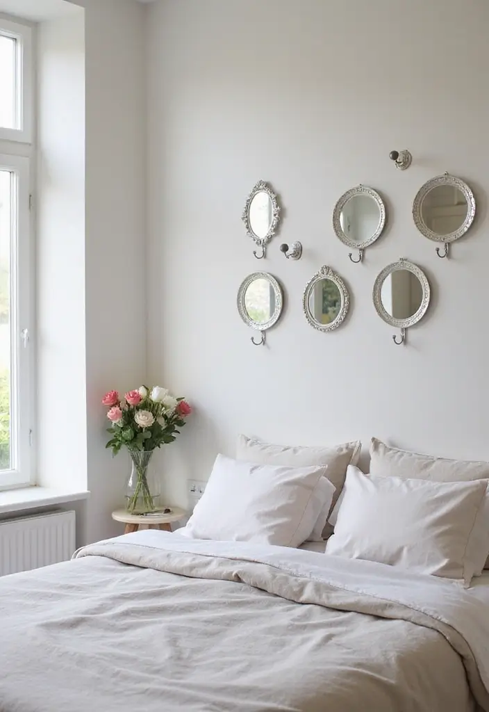 28 Small Bedroom Mirror Ideas That Make Rooms Look Bigger - 22. Mirrored Wall Hooks