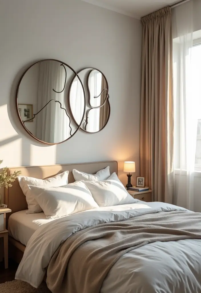 28 Small Bedroom Mirror Ideas That Make Rooms Look Bigger - 24. Shape-Shifted Mirrors