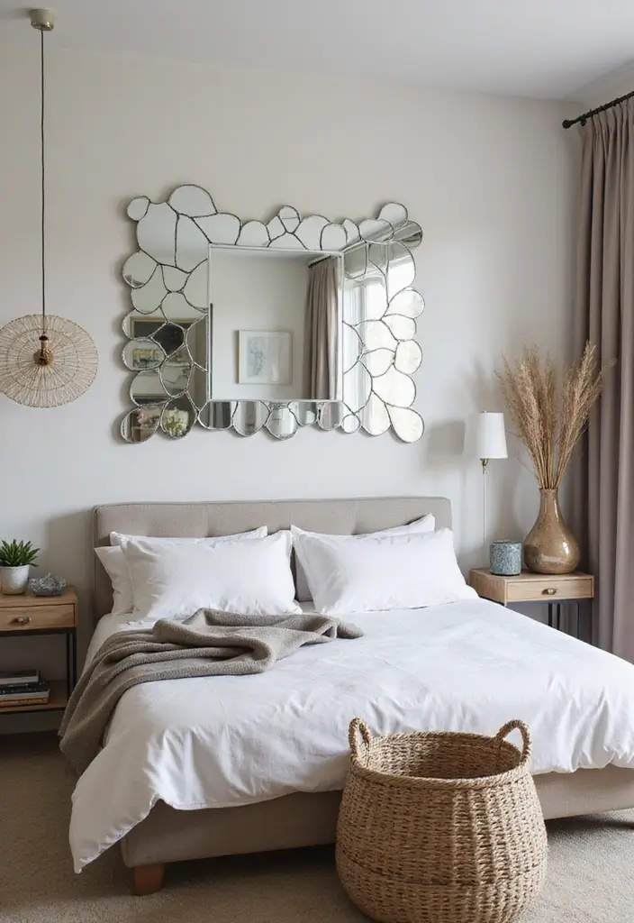 28 Small Bedroom Mirror Ideas That Make Rooms Look Bigger - 25. Mirror Art Installations