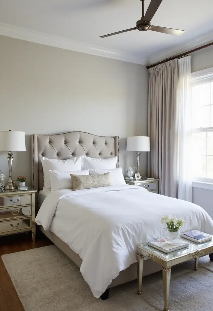 28 Small Bedroom Mirror Ideas That Make Rooms Look Bigger - 26. Mirrored Furniture Accents