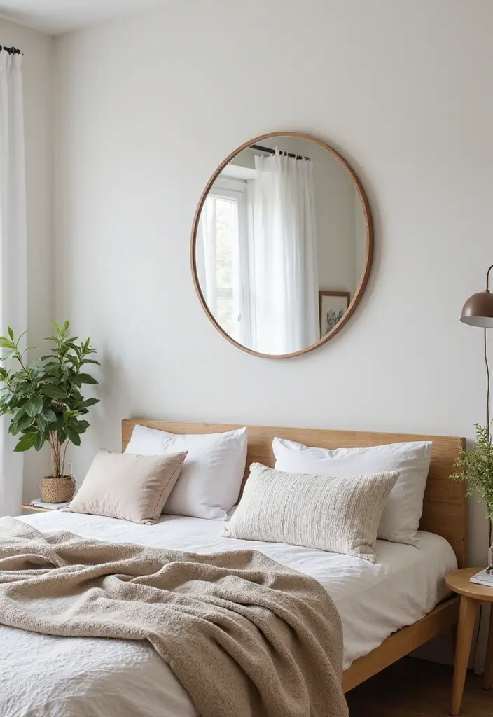 28 Small Bedroom Mirror Ideas That Make Rooms Look Bigger - 4. Round Wall Mirrors
