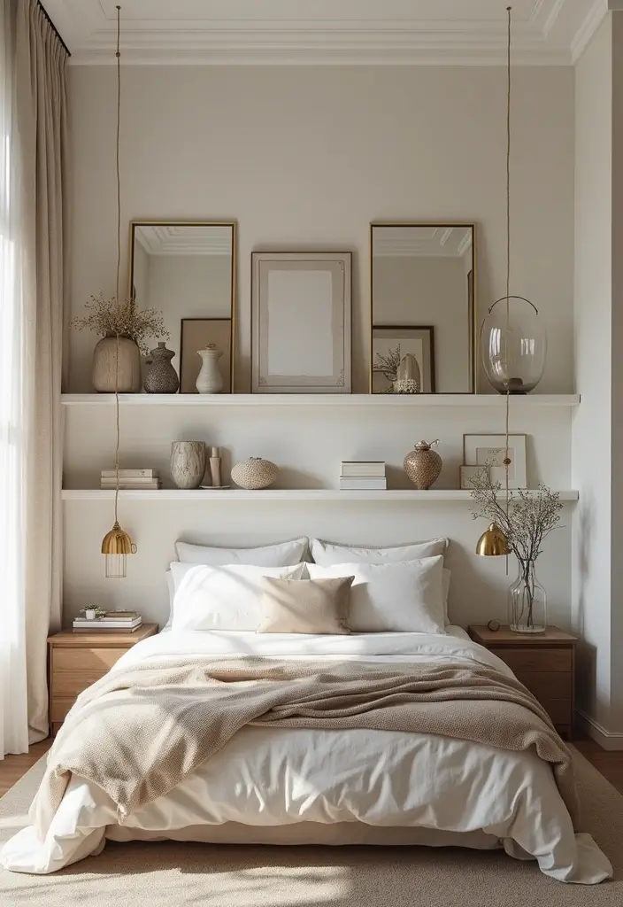 28 Small Bedroom Mirror Ideas That Make Rooms Look Bigger - 7. Mirrored Shelves