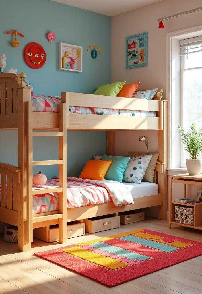 29 Loft Bed Bedroom Ideas That Feel Playful & Efficient - 1. Bright and Colorful Loft Retreat