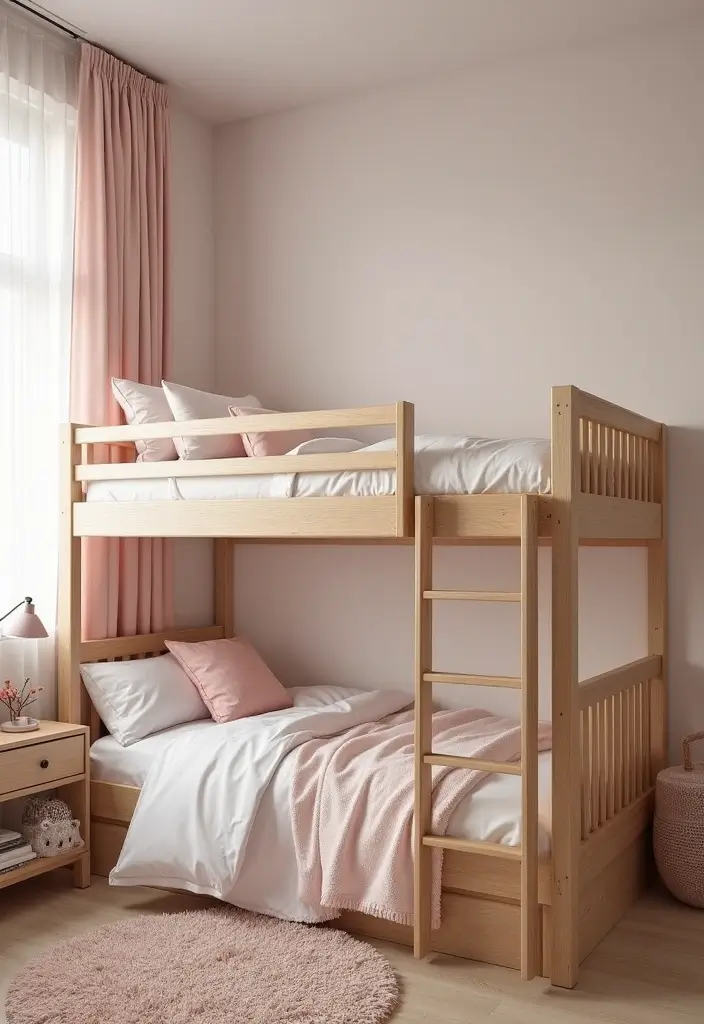 29 Loft Bed Bedroom Ideas That Feel Playful & Efficient - 13. Soft Pastel Palette