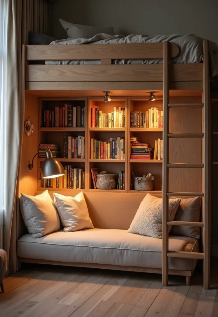 29 Loft Bed Bedroom Ideas That Feel Playful & Efficient - 4. Cozy Reading Nook Underneath
