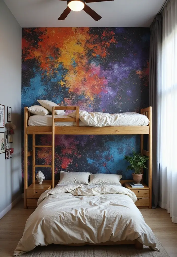 29 Loft Bed Bedroom Ideas That Feel Playful & Efficient - 9. Artistic Vibes with Murals