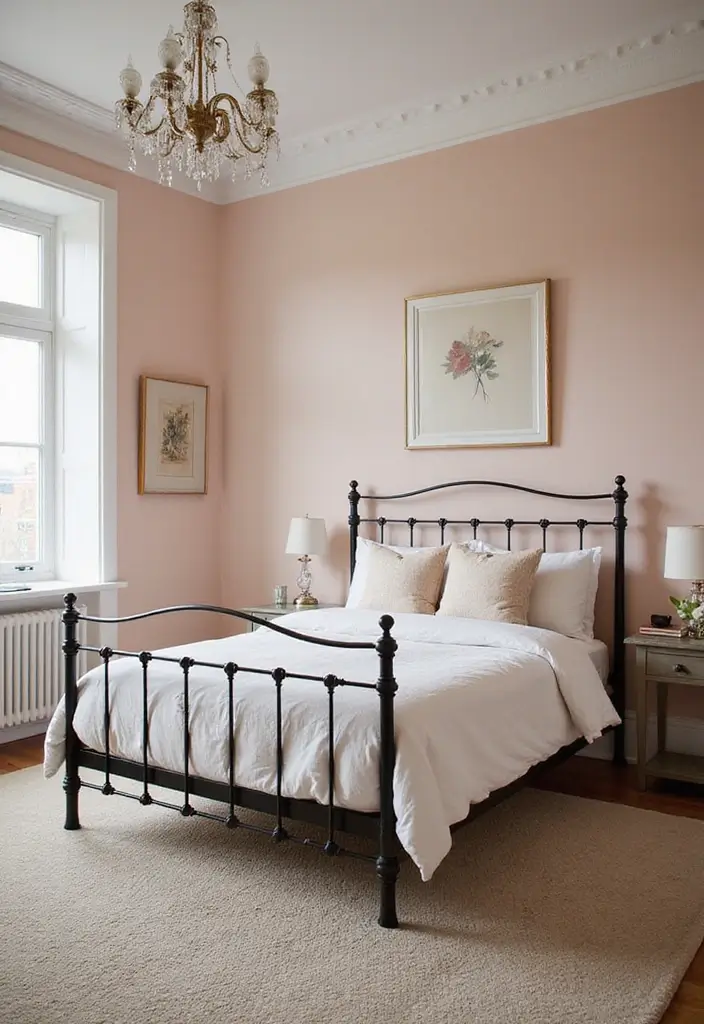 29 Metal Bed Frame Bedroom Ideas Vintage That Add Classic Charm - 14. Timeless Color Palettes