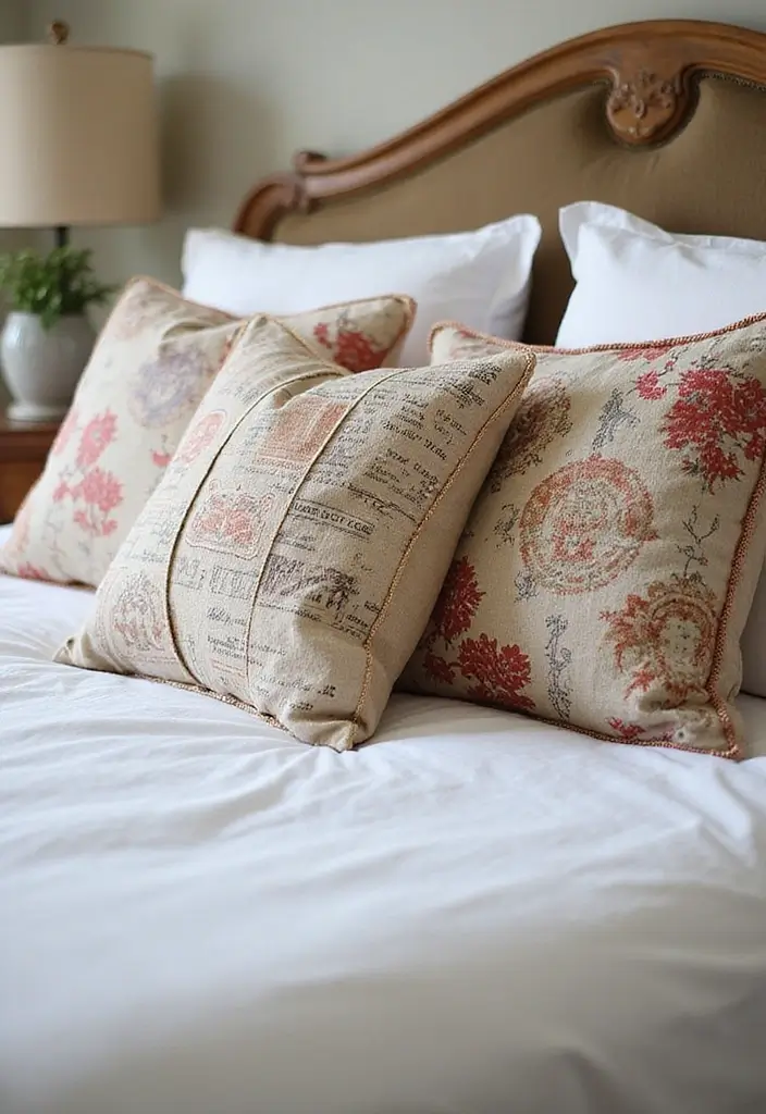 29 Metal Bed Frame Bedroom Ideas Vintage That Add Classic Charm - 18. Artistic Accent Pillows