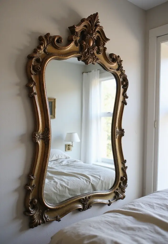 29 Metal Bed Frame Bedroom Ideas Vintage That Add Classic Charm - 19. Vintage Mirrors