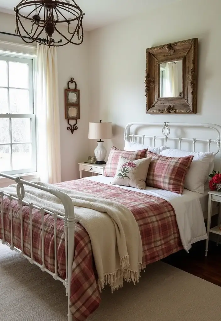 29 Metal Bed Frame Bedroom Ideas Vintage That Add Classic Charm - 2. Farmhouse Charm