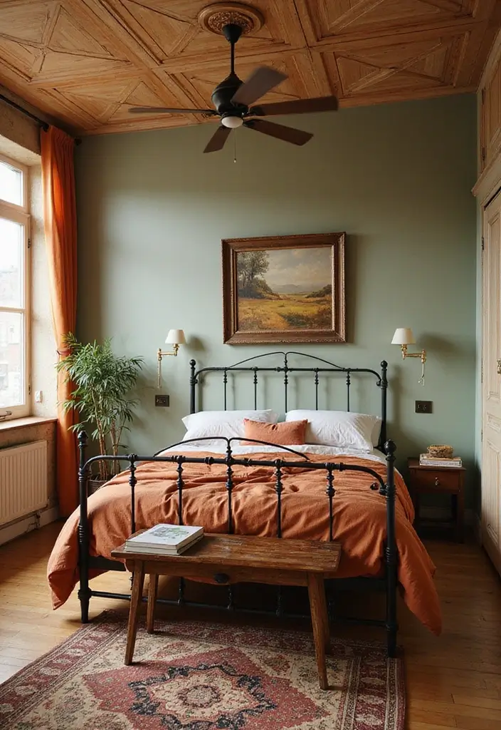 29 Metal Bed Frame Bedroom Ideas Vintage That Add Classic Charm - 24. Vintage Color of the Year