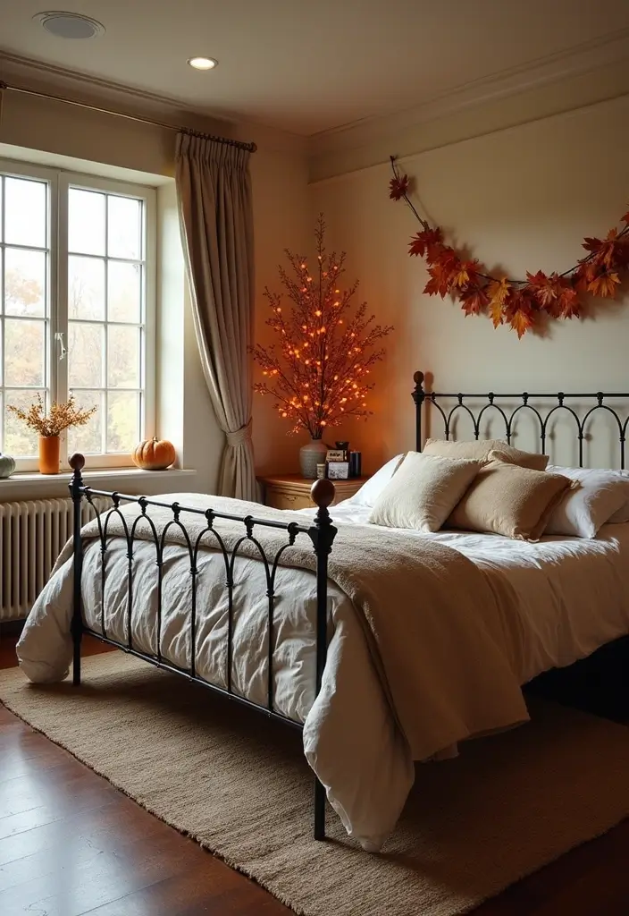 29 Metal Bed Frame Bedroom Ideas Vintage That Add Classic Charm - 27. Seasonal Decor Swaps
