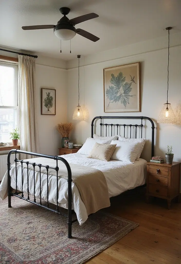 29 Metal Bed Frame Bedroom Ideas Vintage That Add Classic Charm - 28. Sustainable Vintage