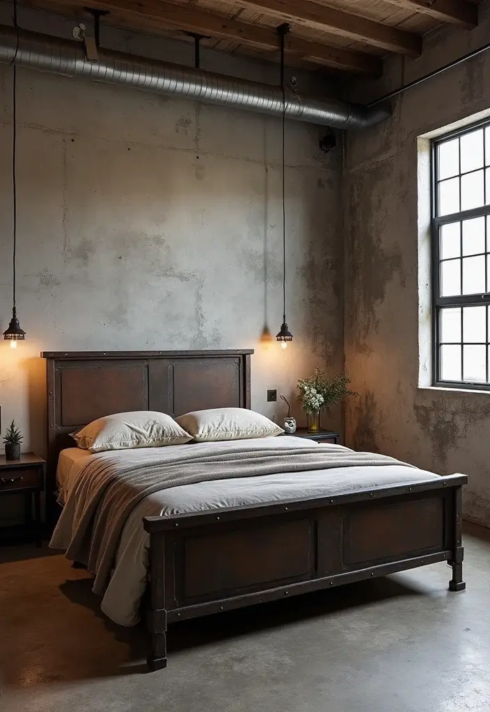 29 Metal Bed Frame Bedroom Ideas Vintage That Add Classic Charm - 8. Urban Loft Style