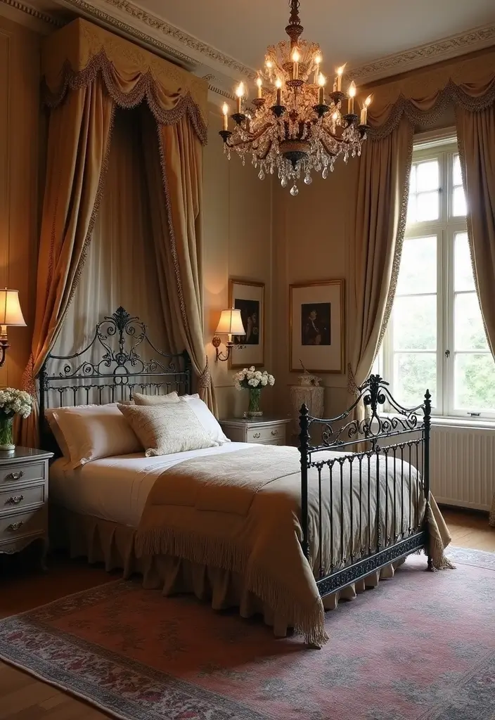 29 Metal Bed Frame Bedroom Ideas Vintage That Add Classic Charm - 9. Elegant Antique Touches