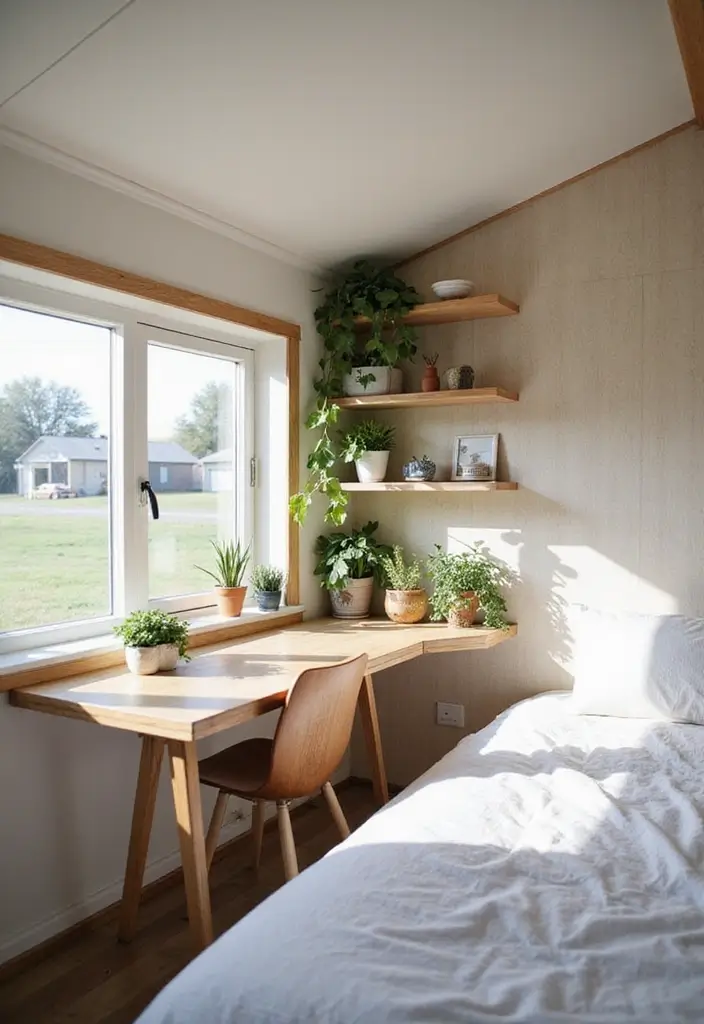 29 Mobile Home Bedroom Ideas That Feel Cozy and Clever - 15. Using Corner Spaces Wisely