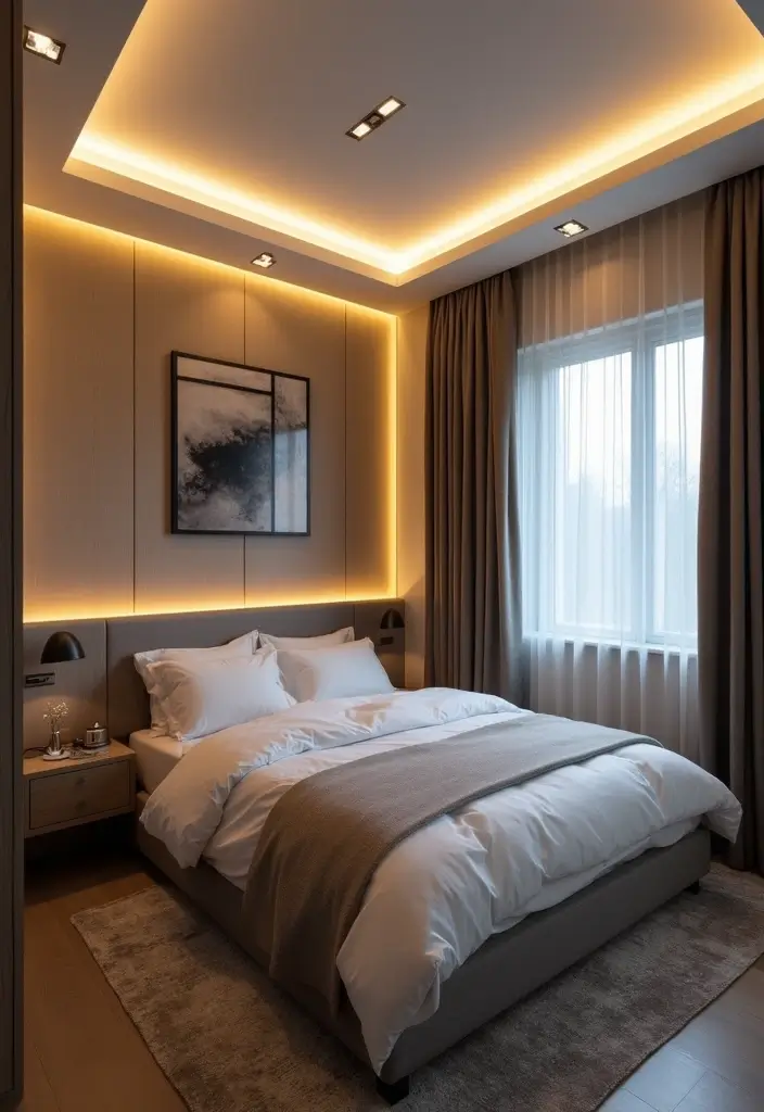 29 Mobile Home Bedroom Ideas That Feel Cozy and Clever - 21. Hidden Lighting Solutions