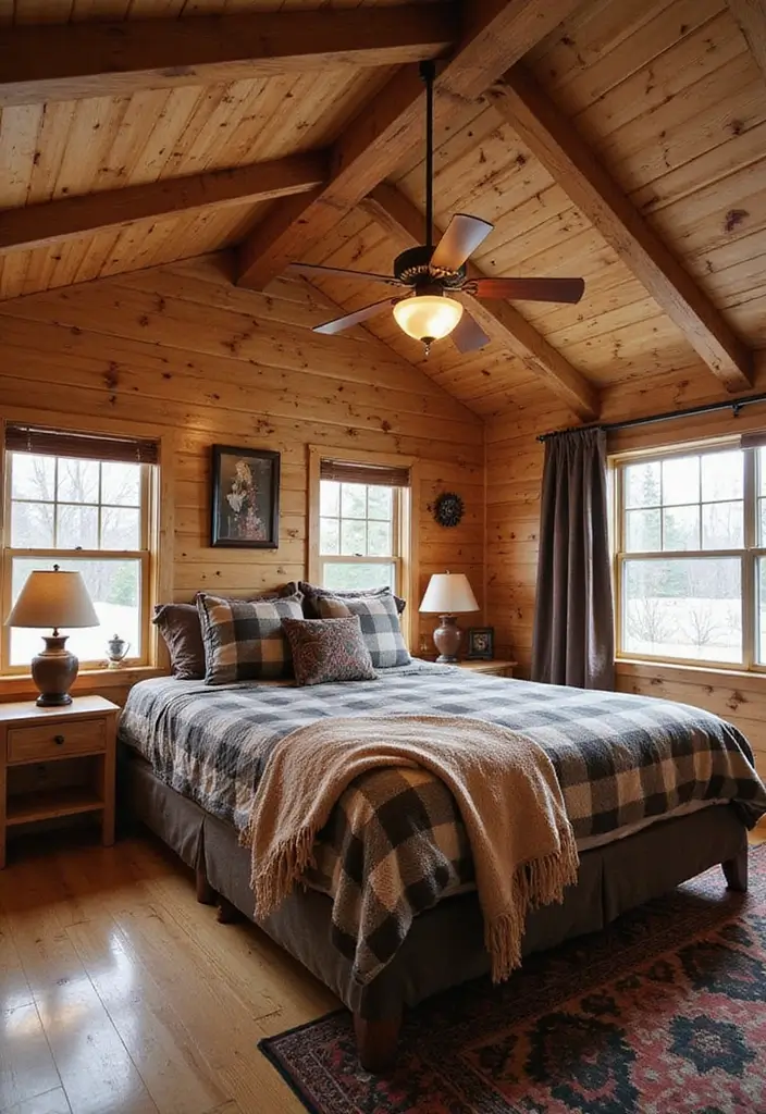 29 Mobile Home Bedroom Ideas That Feel Cozy and Clever - 24. Authentic Mountain Lodge Feel