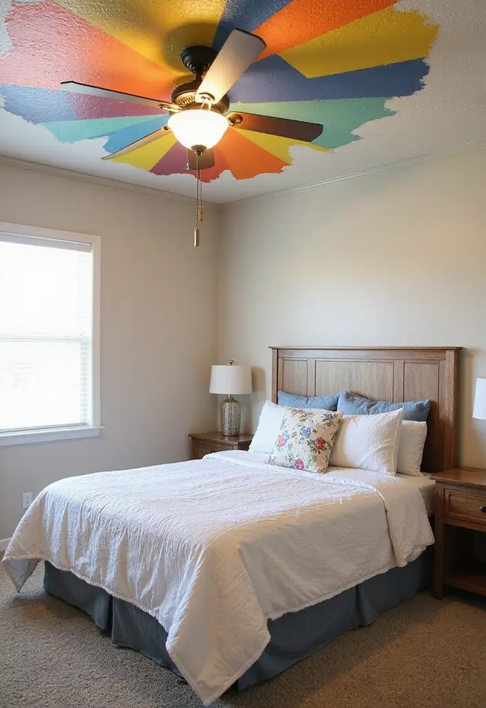 29 Mobile Home Bedroom Ideas That Feel Cozy and Clever - 25. Colorful Ceiling Accents