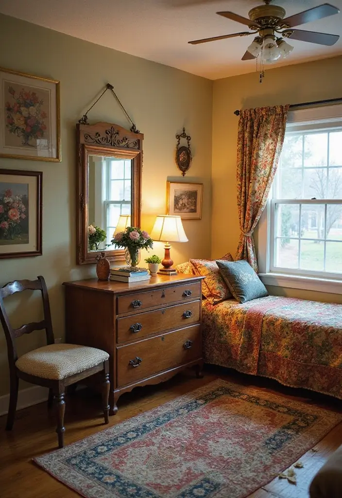 29 Mobile Home Bedroom Ideas That Feel Cozy and Clever - 9. Vintage Finds and Thrifted Treasures