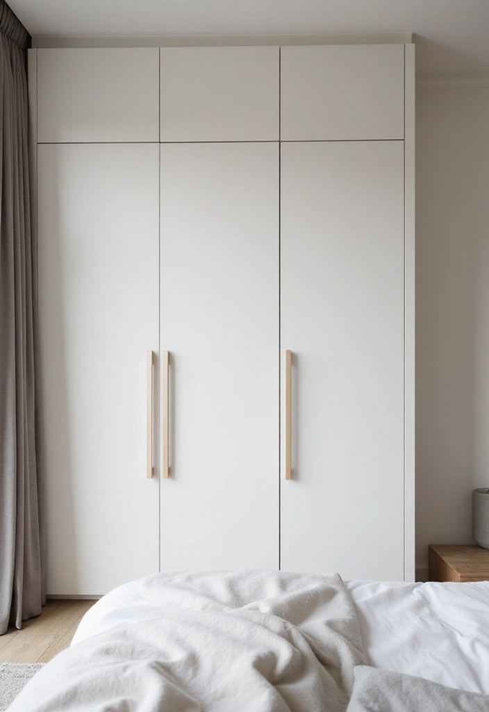 30 Bedroom Ideas with Wardrobe That Feel Practical & Stylish - 13. Minimalist Hardware