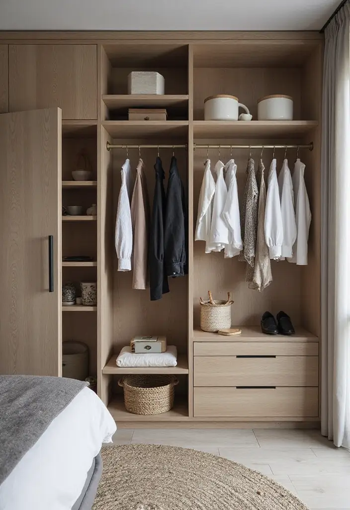 30 Bedroom Ideas with Wardrobe That Feel Practical & Stylish - 5. Open Wardrobe Concepts