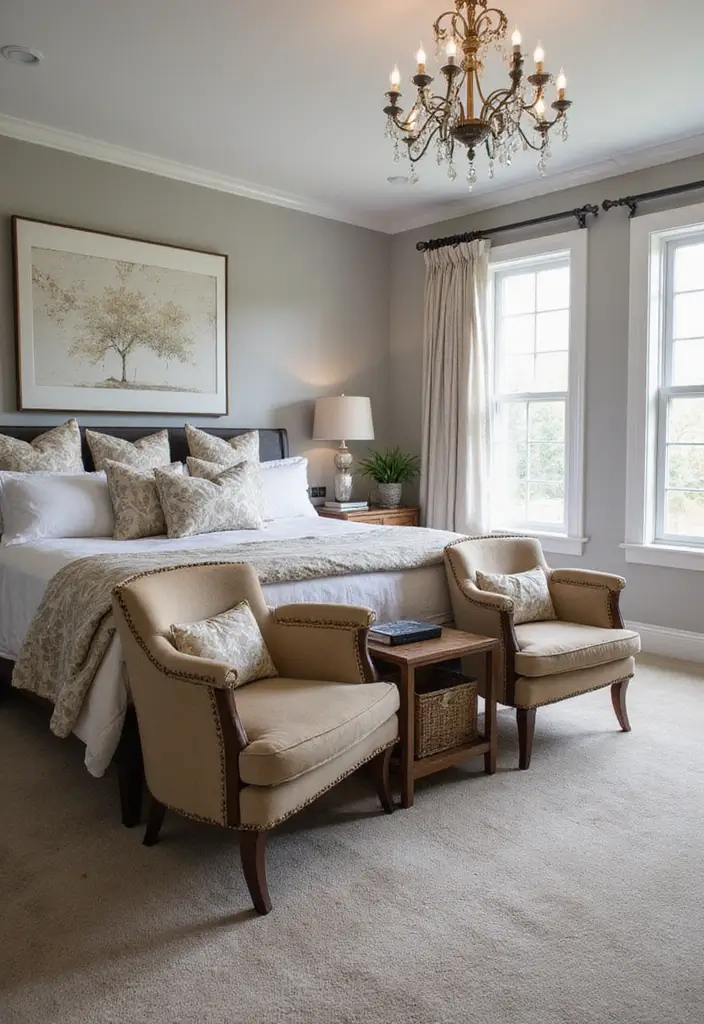 30 Black Bedroom Set Decor Ideas That Scream Luxury - 10. Accent Chairs for a Stylish Touch