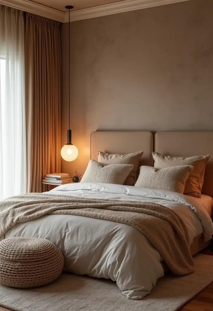 30 Black Bedroom Set Decor Ideas That Scream Luxury - 16. Layered Textures with Cushions