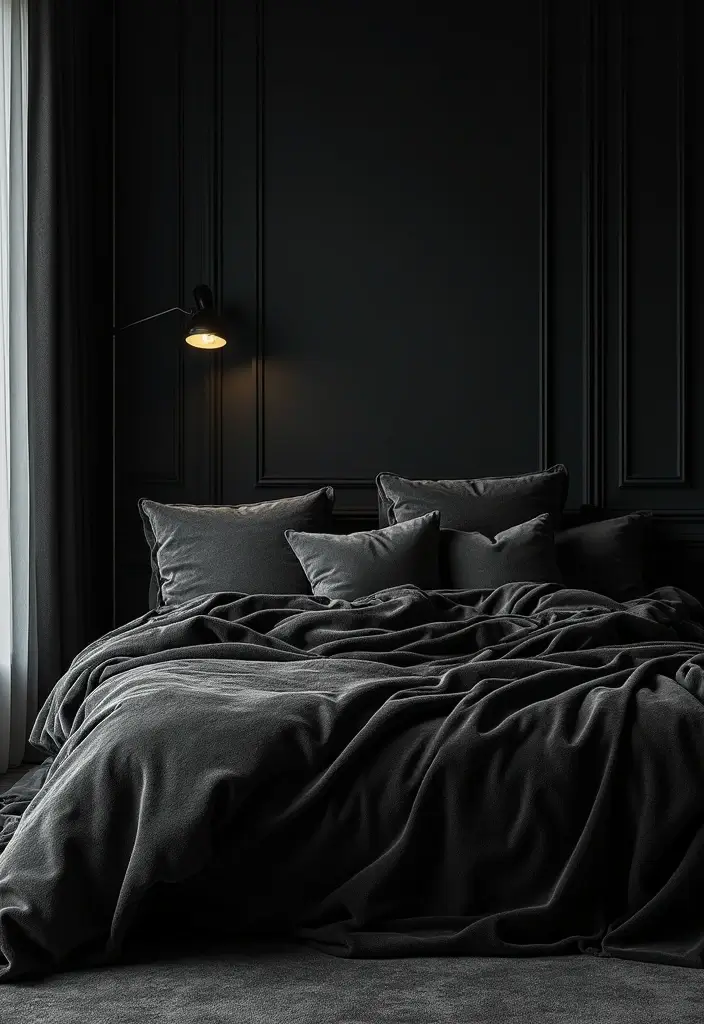 30 Black Bedroom Set Decor Ideas That Scream Luxury - 2. Velvet Textures for Added Opulence