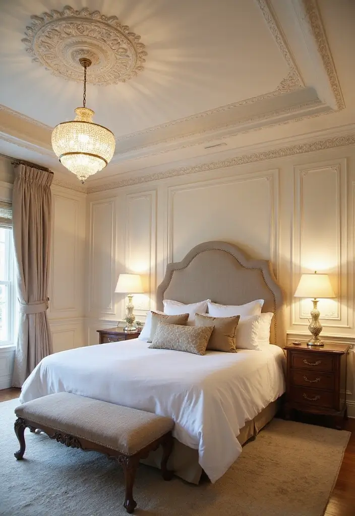 30 Black Bedroom Set Decor Ideas That Scream Luxury - 29. Elegant Ceiling Treatments