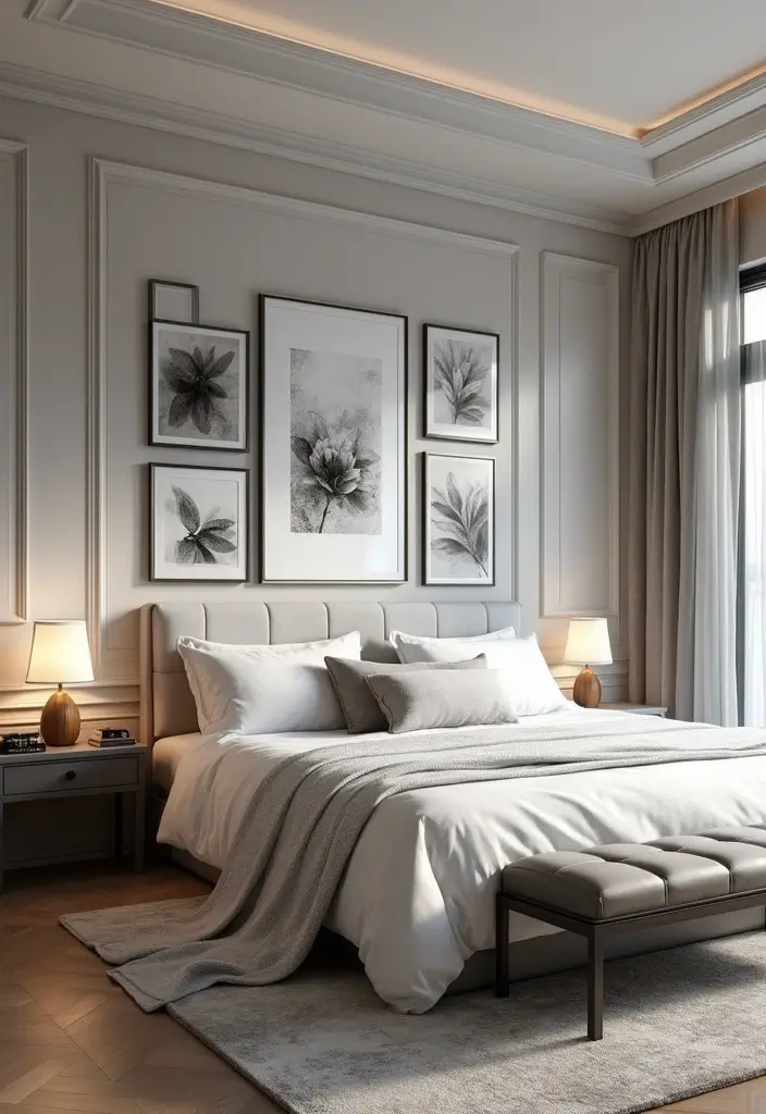 30 Black Bedroom Set Decor Ideas That Scream Luxury - 3. Monochrome Art Pieces