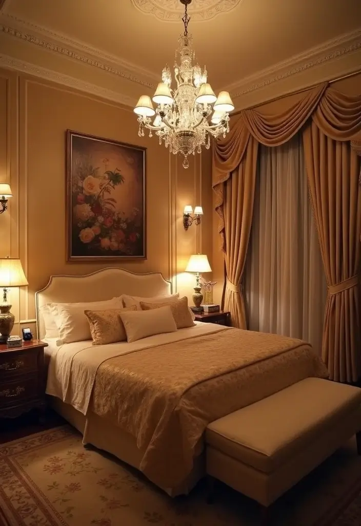 30 Black Bedroom Set Decor Ideas That Scream Luxury - 4. Layered Lighting Design