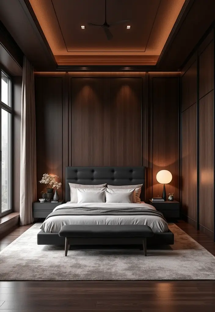 30 Black Bedroom Set Decor Ideas That Scream Luxury - 8. Rich Dark Wood Accents