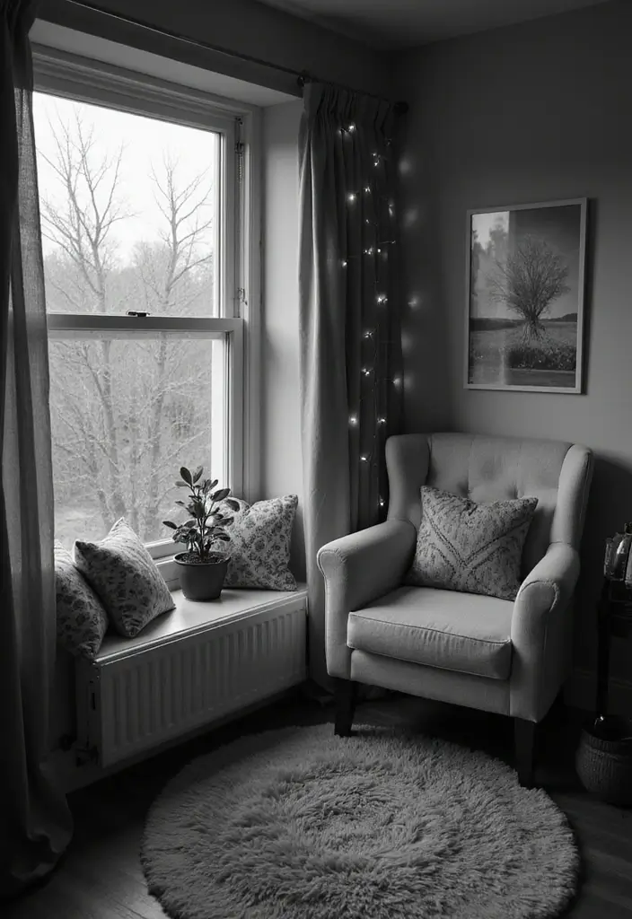 30 Black and White Bedroom Ideas for Teens That Are Bold & Balanced - 10. Cozy Reading Nooks
