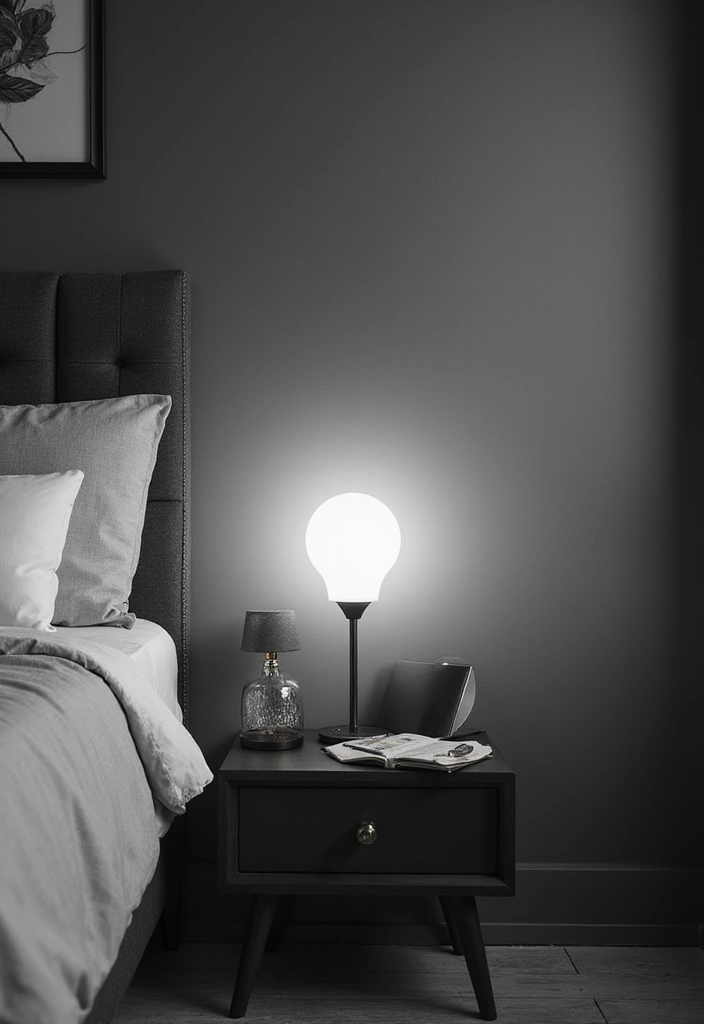 30 Black and White Bedroom Ideas for Teens That Are Bold & Balanced - 12. Smart Tech Integrations