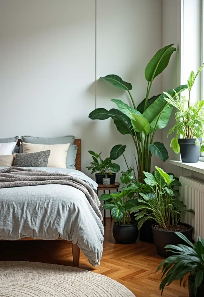 30 Black and White Bedroom Ideas for Teens That Are Bold & Balanced - 14. Incorporating Nature