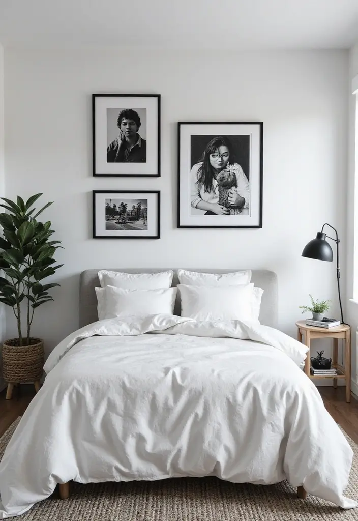 30 Black and White Bedroom Ideas for Teens That Are Bold & Balanced - 18. Monochrome Wall Art