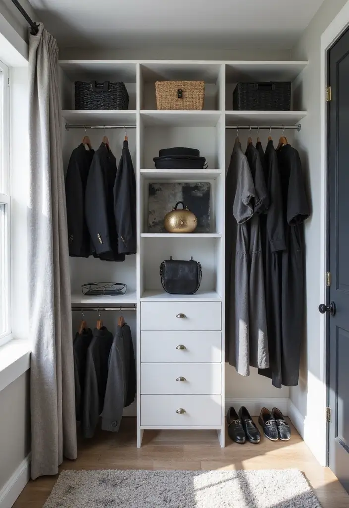 30 Black and White Bedroom Ideas for Teens That Are Bold & Balanced - 23. Unique Closet Solutions