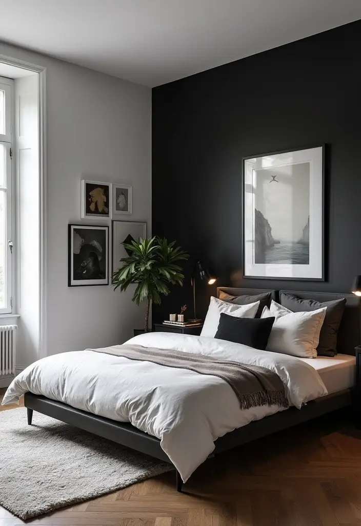 30 Black and White Bedroom Ideas for Teens That Are Bold & Balanced - 6. Black and White Accent Walls