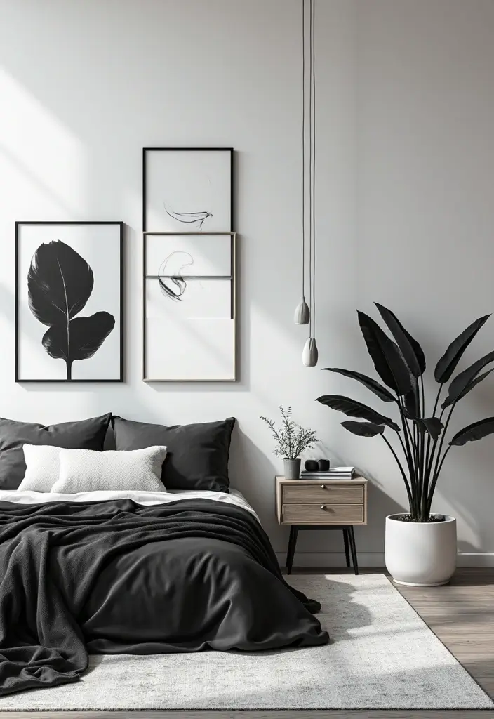 30 Black and White Bedroom Ideas for Teens That Are Bold & Balanced - 7. Monochrome Decor Accessories