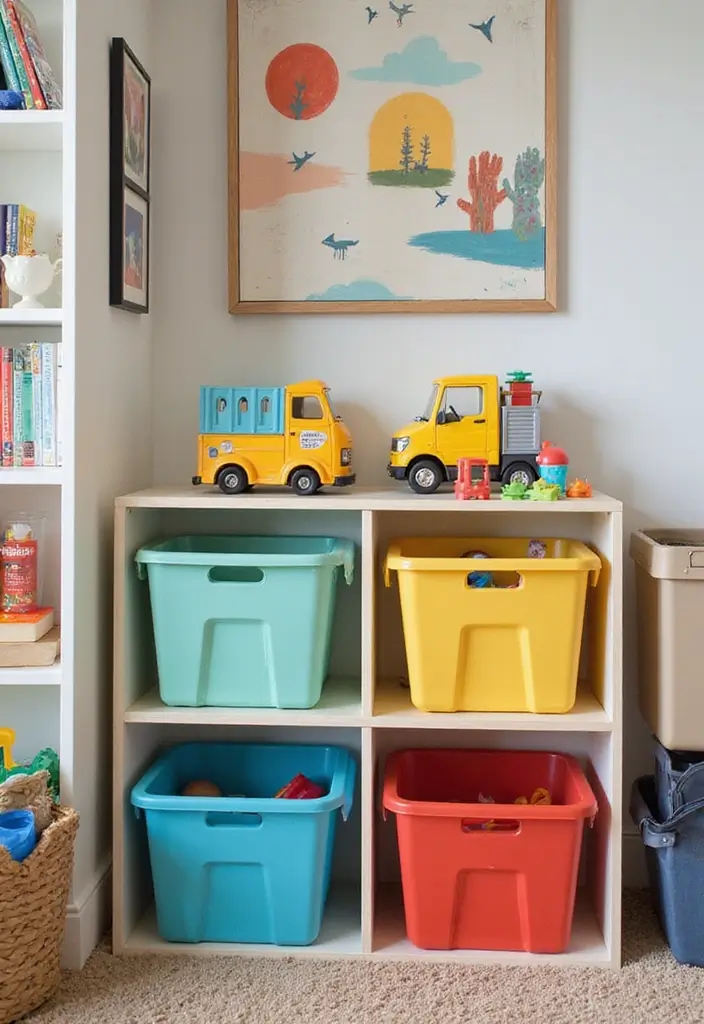 30 Box Room Bedroom Ideas for Kids That Maximize Every Inch - 15. Portable Toy Storage