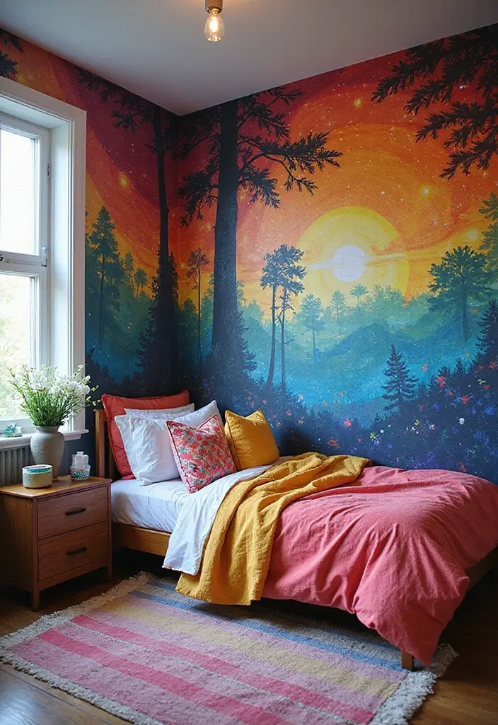 30 Box Room Bedroom Ideas for Kids That Maximize Every Inch - 5. Colorful Wall Murals